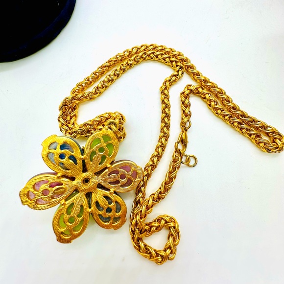 Rare Vintage Signed CRAFT Flower Necklace - Picture 15 of 17